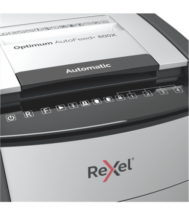 Rexel Optimum AutoFeed+ 600X triturador de papel Corte cruzado 55 dB 23 cm Negro, Plata