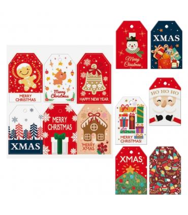 Dohe Navidad Pack de 48 Etiquetas para Regalos - Diseños Navidad - Tamaño 4,6x6,8cm - Troqueladas sobre Cartulina - Incluyen Cor
