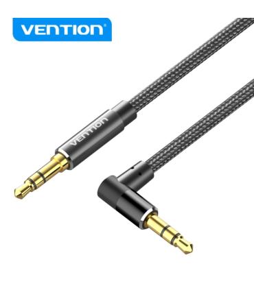 Vention Cable de Audio - Conector Angulo 90º - Chapado en Oro - Carcasa de Aluminio - Cobre Esmaltado - TPE Trenzado - Color Neg