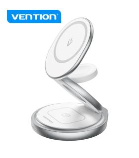 Vention Soporte de Cargador Inalambrico 3 en 1 con MagSafe - Carga Rapida - Rotacion 360° - Proteccion de Ocho Capas - Color Bla
