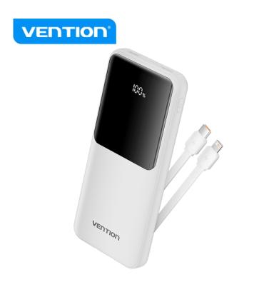 Vention Power Bank 10.000mAh - Multiples interfaces USB - Carga rapida - Salida total 3A - Color Blanco