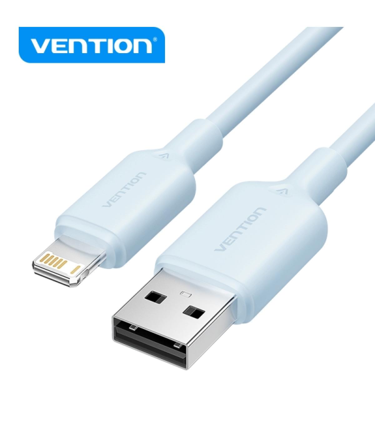 Vention Cable USB 2.0 Lightning - Conector Nickel Plateado - Transmision 480Mbps - Color Azul