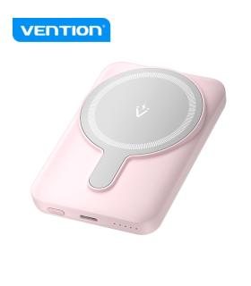 Vention PowerBank 5000mAh Magnetico Inalambrico - Carga Rapida 20W - USB-C Dual - Display Luminoso - Color Rosa