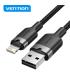 Vention Cable de Carga USB-A/Lightning - Aluminio y Algodon Trenzado - 480Mbps - 2.4A - 2m - Color Negro