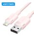 Vention Cable de Carga USB-A/Lightning - Aluminio y Algodon Trenzado - Transferencia 480Mbps - Alimentacion 2.4A - Color Rosa
