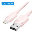 Vention Cable de Carga USB-A/Lightning - Aluminio y Algodon Trenzado - Transferencia 480Mbps - Alimentacion 2.4A - Color Rosa