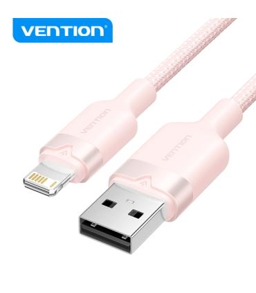 Vention Cable de Carga USB-A/Lightning - Aluminio y Algodon Trenzado - 480Mbps - 2.4A - 2m - Color Rosa