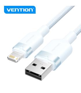 Vention Cable de Carga USB-A/Lightning - Aluminio y Algodon Trenzado - 480Mbps - 2.4A - Color Azul
