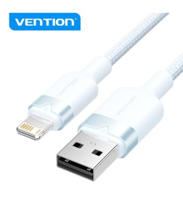 Vention Cable de Carga USB-A/Lightning - Aluminio y Algodon Trenzado - 480Mbps - 2.4A - Color Azul