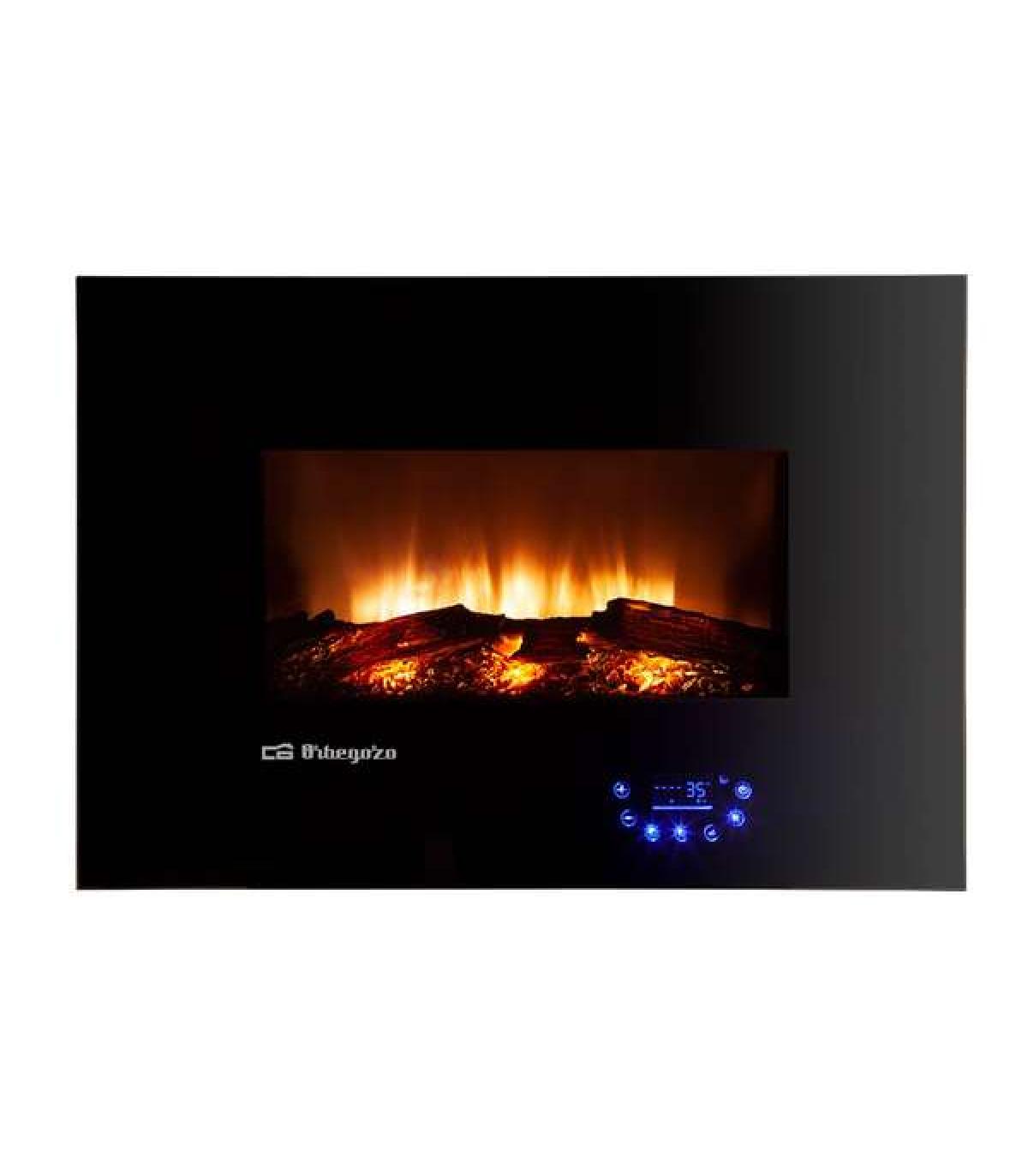 Orbegozo 8000 Chimenea Electrica Efecto Fuego Real - Potencia 1800W - Panel de Control Tactil - 5 Niveles de Intensidad de Llama