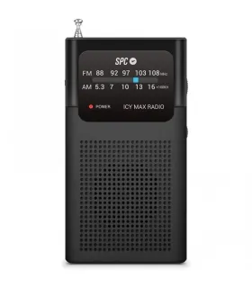 SPC Icy Max Radio Portatil Analogica FM/AM - Entrada Jack 3.5mm - Antena Telescopica - Alimentacion con Pilas - Color Negro
