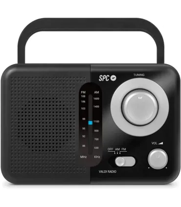 SPC Valdi Radio Portatil Analogica FM/AM 0.8W - Asa de Transporte - Entrada Jack 3.5mm - Antena Telescopica - Alimentacion AC..