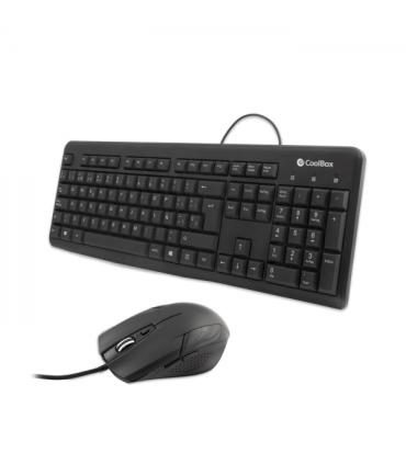 Coolbox KTR-01U Pack USB Teclado 105 Teclas + Raton 4 Botones - Uso Ambidiestro - Cable de 1.50m - Color Negro