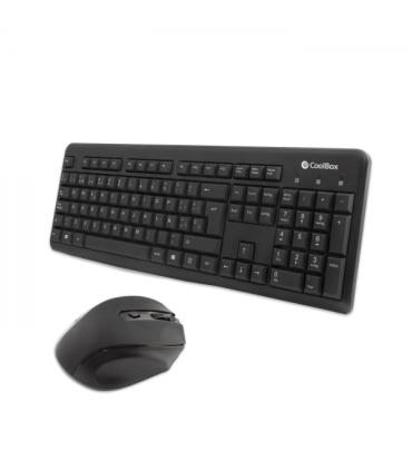 Coolbox KTR-02W Pack Inalambrico USB Teclado Teclas + Raton 1600dpi Ergonómico - Teclas silencionas - Color Negro