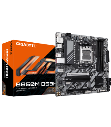 GIGABYTE B850M DS3H Placa Base - Procesadores AMD Ryzen Serie 9000, 16+2+2 fases VRM digitales, hasta 8200MHz DDR5 (OC), 1xPCIe.