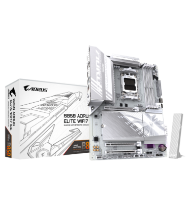GIGABYTE B850 AORUS ELITE WIFI7 ICE Placa Base - Procesadores AMD Ryzen Serie 9000, VRM digital de 12+2+1 fases, hasta 8200MHz..