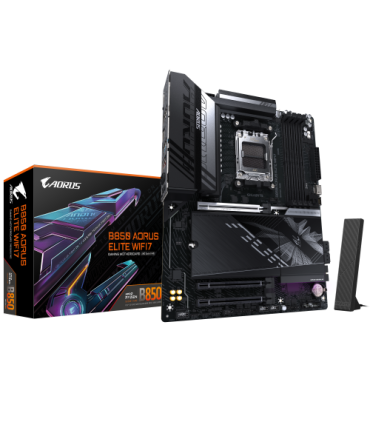 GIGABYTE B850 AORUS ELITE WIFI7 Placa Base - Procesadores AMD Ryzen Serie 9000, VRM digital de 14+2+2 fases, hasta 8200MHz DDR5.
