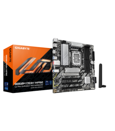 GIGABYTE B860M DS3H WIFI6E Placa base - CPUs Intel Core Ultra, VRM de 5+1+2+1 fases, hasta 9066MHz DDR5, 1xPCIe 5.0 + 1xPCIe 4.0