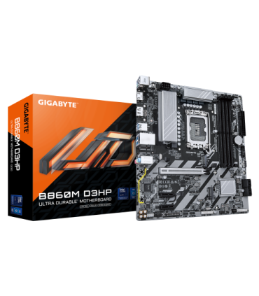 GIGABYTE B860M D3HP Placa base - CPUs Intel Core Ultra, VRM de 4+1+2+1 fases, hasta 9066MHz DDR5, 2xPCIe 4.0 M.2, LAN GbE, USB..