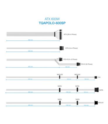 TooQ TQAPOLO-600SP unidad de fuente de alimentación 600 W 20+4 pin ATX ATX Negro