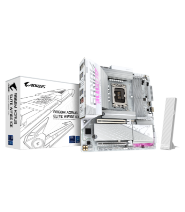 GIGABYTE B860M AORUS ELITE WF6E ICE Placa base - CPUs Intel Core Ultra, VRM de 12+1+2+1 fases, hasta 9200MHz DDR5, 1xPCIe 5.0 ..