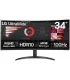 LG Ultrawide Monitor 34" Curvo LED VA WQHD 100Hz HDR10 FreeSync - Respuesta 5ms - Angulo de Vision 178º - 21:9 - HDMI, DisplayPo