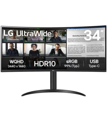 LG Ultrawide Monitor 34" Curvo LED VA WQHD 100Hz - Respuesta 5ms - Angulo de Vision 178º - Ajustable en Altura e Inclinacion ..