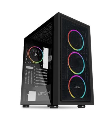Abysm Danube Kamp Black Caja Torre ATX, ITX, Micro ATX - Lateral Cristal Templado - 3.5" y 2.5" - USB-A y Audio - 4 Ventiladores