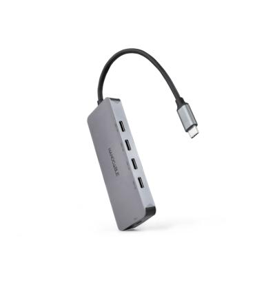 Nanocable Hub USB-C 3.2 con 4x Puertos USB-C 3.2 + 1 Puerto USB-C PD 100W - Velocidad de Transferencia de hasta 10Gbps - Cable..