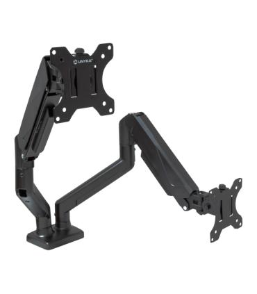 Unykach UK1479 Soporte de Mesa con Brazo Articulado para 2 Monitores de 13"-32" - Giratorio, Resorte de Gas - Gestion de Cables.