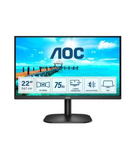 AOC Monitor 21.5" WLED FullHD 75Hz - Angulo de Vision 178° - HDMI, VGA, Audio - Montaje VESA 100x100
