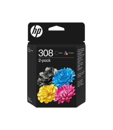 HP 308 Negro + Color Pack de 2 Cartuchos de Tinta Originales - 6L6S6UE