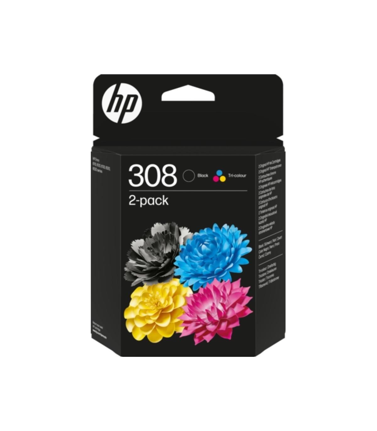 HP 308 Negro + Color Pack de 2 Cartuchos de Tinta Originales - 6L6S6UE