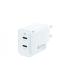 Coolbox Cargador de Pared 35W QC3.0 + PD - 2xUSB-C - Carga Rapida - Tecnología GaN - Color Blanco