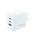 Coolbox Cargador de Pared 65W QC3.0 + PD - USB-A + 2xUSB-C - Carga Rapida - Tecnología GaN - Color Blanco