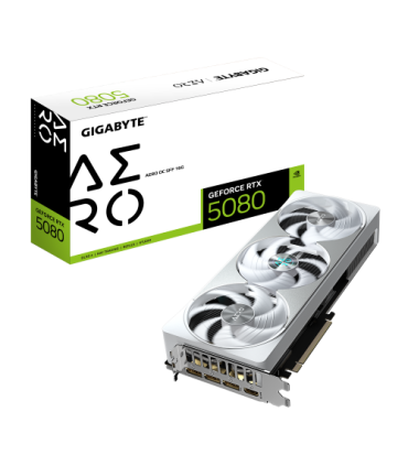 GIGABYTE GeForce RTX 5080 AERO OC SFF 16G Tarjeta Gráfica - 16GB GDDR7, 256 bits, PCI-E 5.0, 2730MHz Core Clock, 3 x DisplayPort
