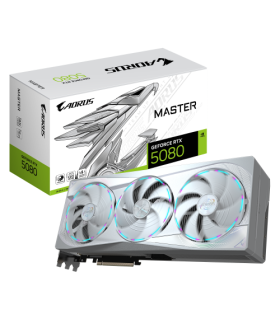 GIGABYTE AORUS GeForce RTX 5080 MASTER ICE 16G Tarjeta Gráfica - 16GB GDDR7, 256 bits, PCI-E 5.0, 2805MHz Core Clock, 3 x DP 2.1