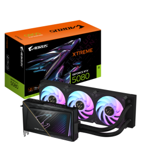 GIGABYTE AORUS GeForce RTX 5080 XTREME WATERFORCE 16G Tarjeta Gráfica - 16GB GDDR7, 256 bits, PCI-E 5.0, 2805MHz Core Clock, 3..