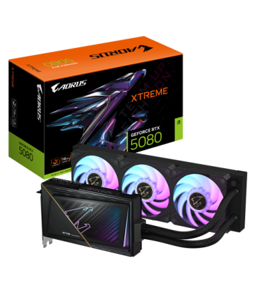 GIGABYTE AORUS GeForce RTX 5080 XTREME WATERFORCE 16G Tarjeta Gráfica - 16GB GDDR7, 256 bits, PCI-E 5.0, 2805MHz Core Clock, 3..