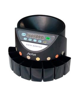 AVPos Contador/Clasificador de Monedas CCM6 - Monedas Desde 1 Centimo Hasta 2 Euros - Color Negro