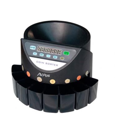AVPos Contador/Clasificador de Monedas CCM6 - Monedas Desde 1 Centimo Hasta 2 Euros - Color Negro