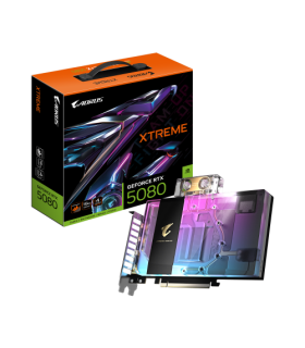 GIGABYTE AORUS GeForce RTX 5080 XTREME WATERFORCE WB 16G Tarjeta Gráfica - 16GB GDDR7, 256 bits, PCI-E 5.0, 2805MHz Core Clock..