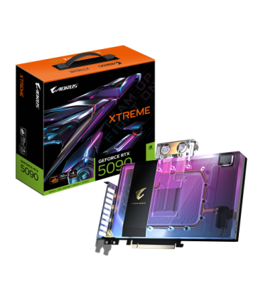 GIGABYTE AORUS GeForce RTX 5090 XTREME WATERFORCE WB 32G Tarjeta Gráfica - 32 GB GDDR7, 512 bits, PCI-E 5.0, 2655 MHz Frecuencia
