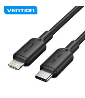 Vention Cable USB 2.0 Tipo C a Lightning - Conector Niquelado - Potencia 27W - Corriente Maxima 3A - Color Negro