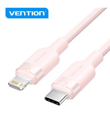 Vention Cable de Carga USB-C/Lightning - Aluminio Trenzado - 480Mbps - 3A - 27W Max - 2m - Color Rosa