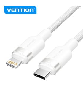 Vention Cable de Carga USB-C/Lightning - Aluminio Trenzado - 480Mbps - 3A - 27W Max - Color Blanco