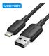Vention Cable USB 2.0 Lightning - Transmision 480Mbps - Salida 2.4A - Conductor Bronce Enlatado - Color Negro