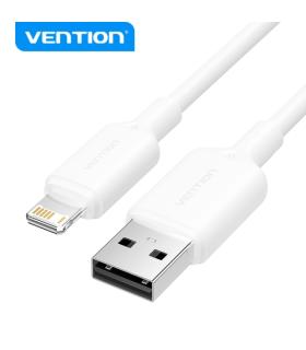Vention Cable USB 2.0 Lightning - Transmision 480Mbps - Salida 2.4A - Conductor Bronce Enlatado - Color Blanco