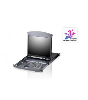 Aten Consola LCD dual rail con switch KVM integrado multi-interfaz Cat 5 de 16 puertos