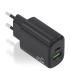 Aisens Cargador GaN 20W - 1xUSB-C PD3.0 - 1xUSB-A QC3.0 - Color Negro